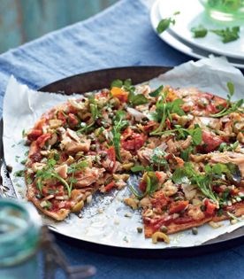 Tuna with green olive salsa
