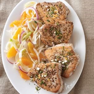 Tuna with shallot gremolata