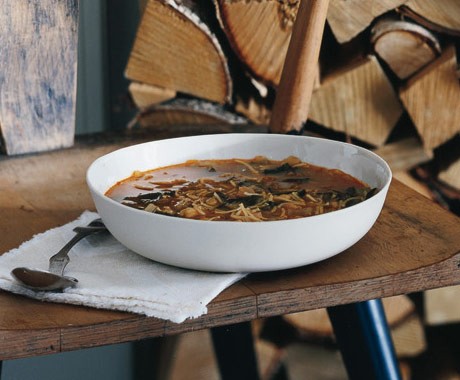 Tunisian soup with chard and egg noodles