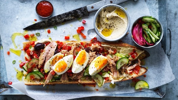 Tunisian spicy tuna salad sandwich (Casse-croute) 