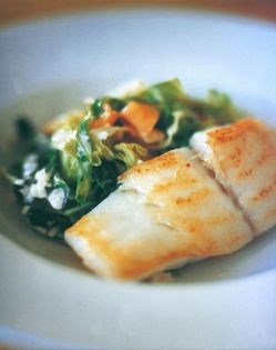 Turbot and creamy smoked salmon cabbage