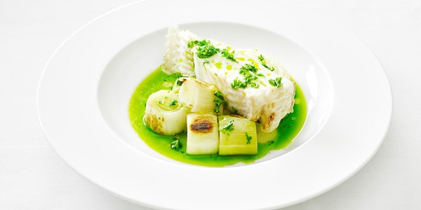 Turbot on the bone with parsley, lemon and garlic dressing