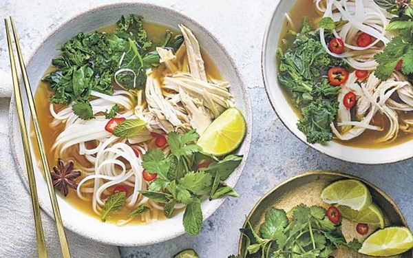 Turkey & winter greens noodle bowls