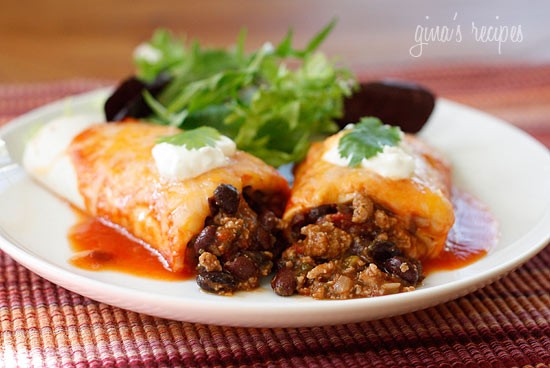 Turkey and black bean enchiladas
