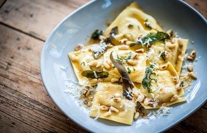 Turkey and butternut squash ravioli