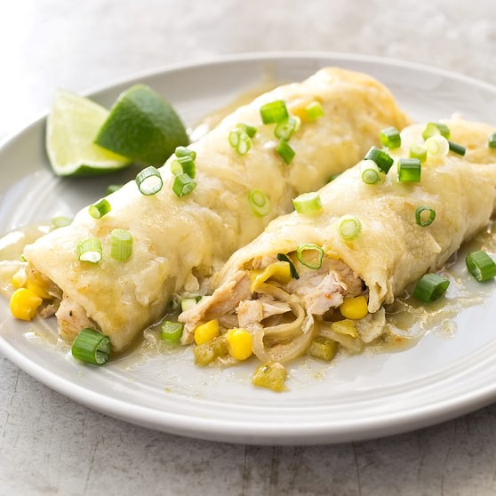 Turkey and green chile enchiladas