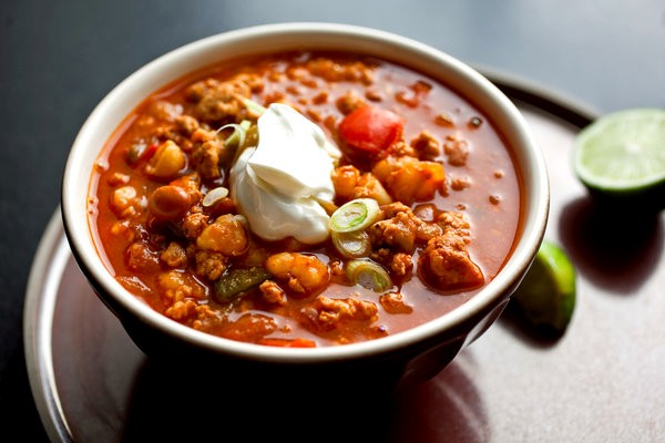 Turkey and hominy chili with smoky chipotle