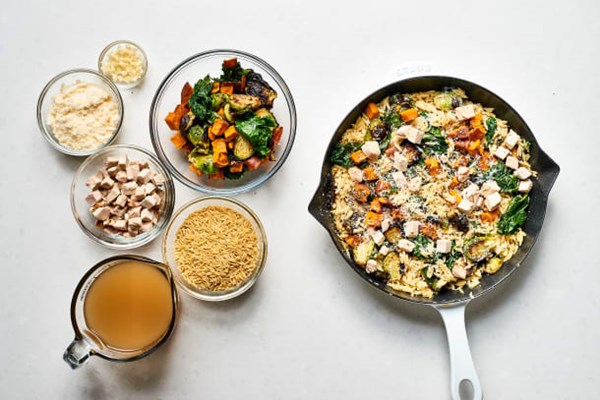 Turkey and orzo skillet
