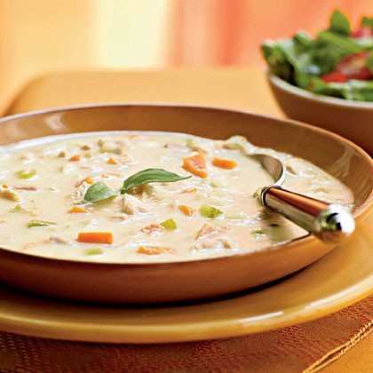 Turkey and potato soup with Canadian bacon