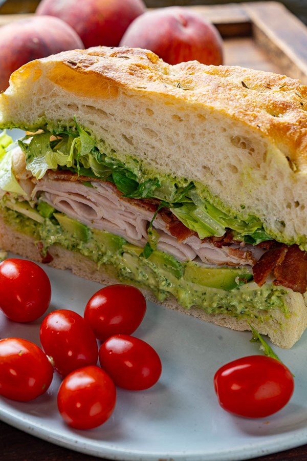 Turkey bacon ranch pesto sandwich
