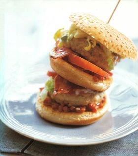 Turkey BLT burger stack