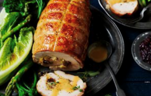 Turkey breast roulade with cranberry stuffing