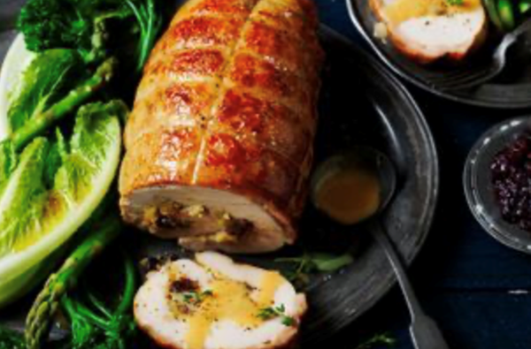 Turkey breast roulade with cranberry stuffing