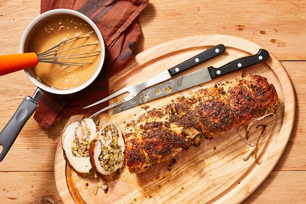 Turkey breast roulade with simple gravy