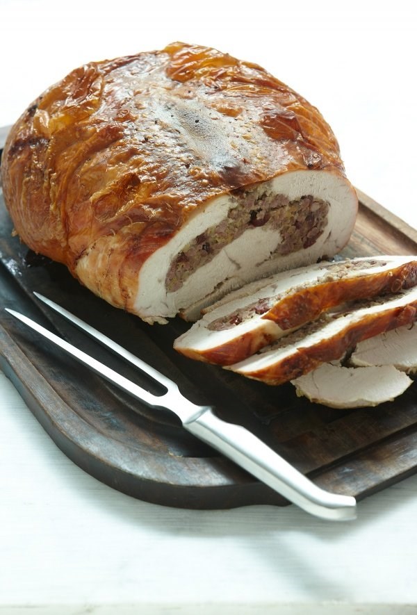 Turkey breast stuffed with Italian sausage and Marsala-steeped cranberries
