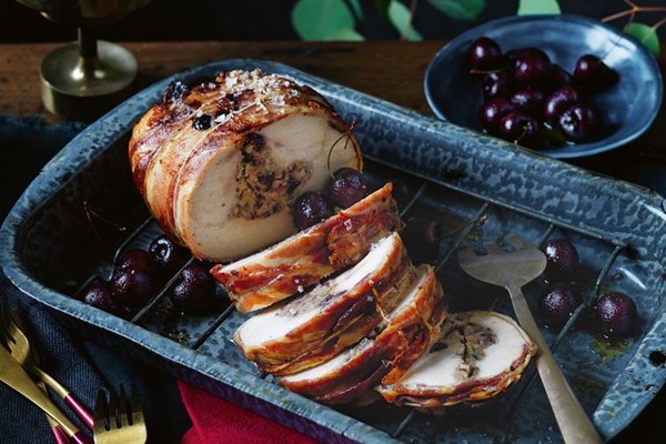 Turkey breast with bacon, cherry and pecan stuffing