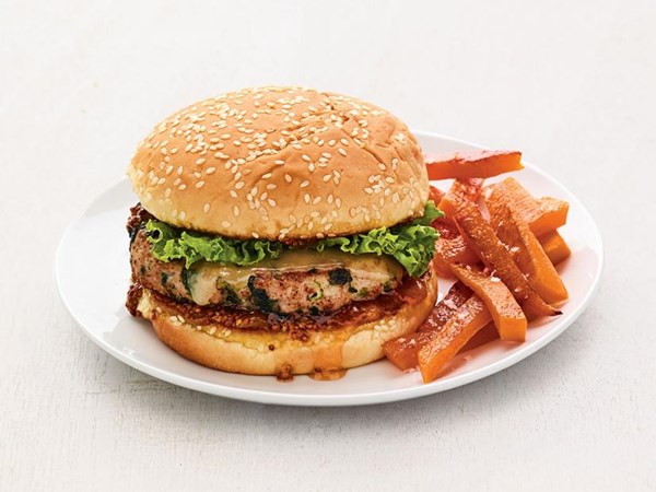 Turkey burgers with butternut squash fries