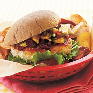 Turkey burgers with cranberry-peach chutney