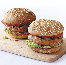 Turkey-chorizo burgers with guacamole