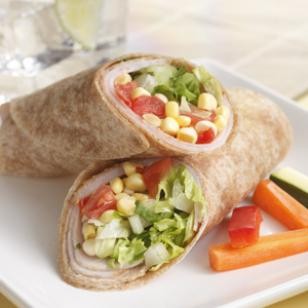 Turkey, corn & sun-dried tomato wraps