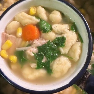Turkey corn noodle soup