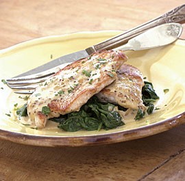 Turkey cutlet with mustard cream sauce