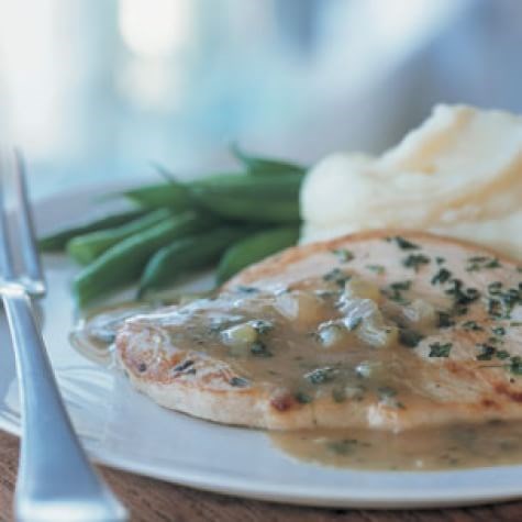 Turkey cutlets with herbed pan gravy