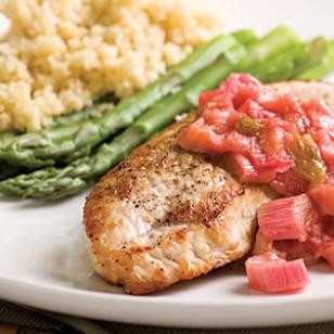 Turkey cutlets with rhubarb chutney