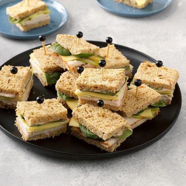 Turkey, Gouda & apple tea sandwiches