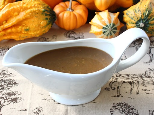 Turkey gravy with porcini mushrooms and Marsala wine