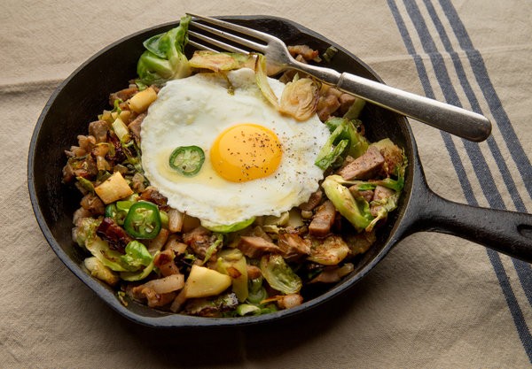 Turkey hash with Brussels sprouts and parsnips