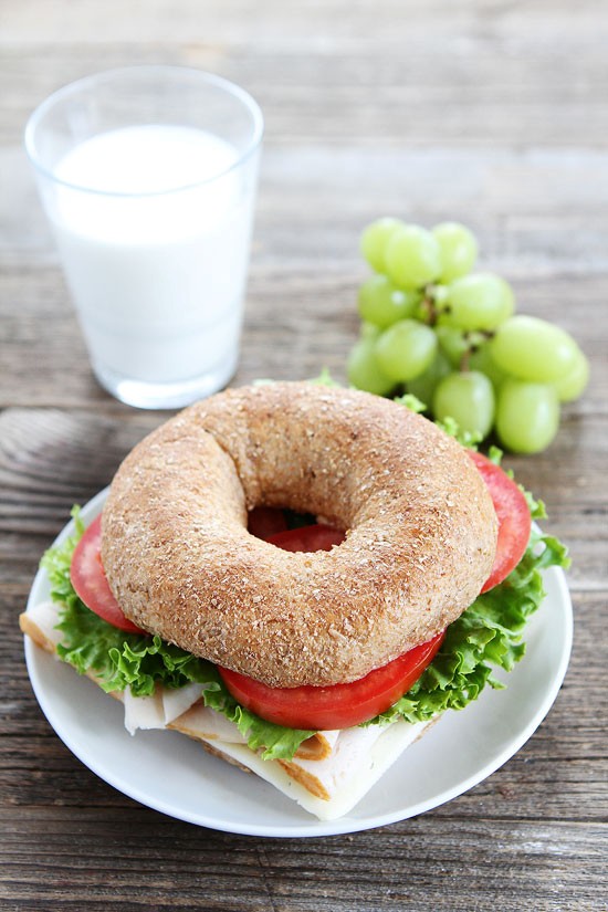 Turkey havarti bagel sandwich