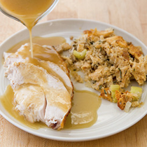 Turkey in a pot with gravy