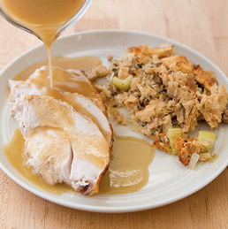Turkey in a pot with gravy