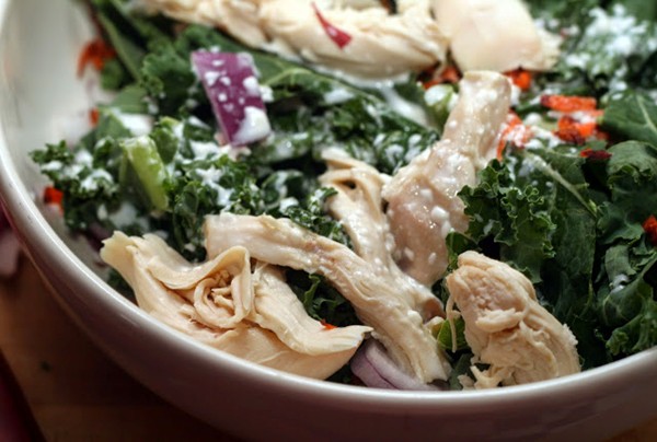 Turkey kale salad with creamy Dijon dressing