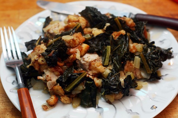 Turkey kale stuffing bake