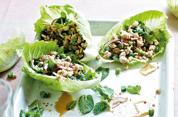 Turkey larb in cos lettuce cups