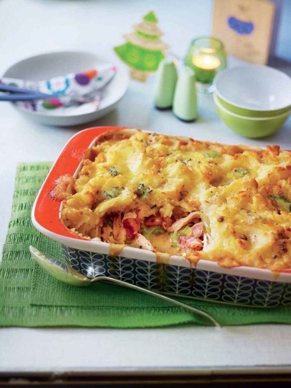Turkey, leek and Saint Agur mashed potato pie