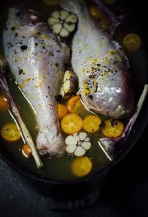 Turkey leg roast with mixed citrus and juniper