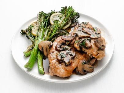 Turkey Marsala with lemon broccolini
