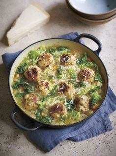 Turkey meatball broth with greens