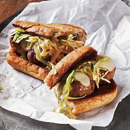 Turkey meatball Reuben subs
