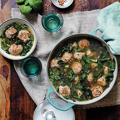 Turkey meatball soup with greens
