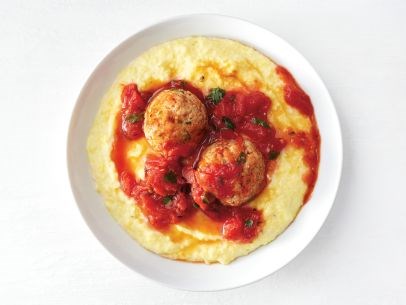 Turkey meatballs with cheesy polenta