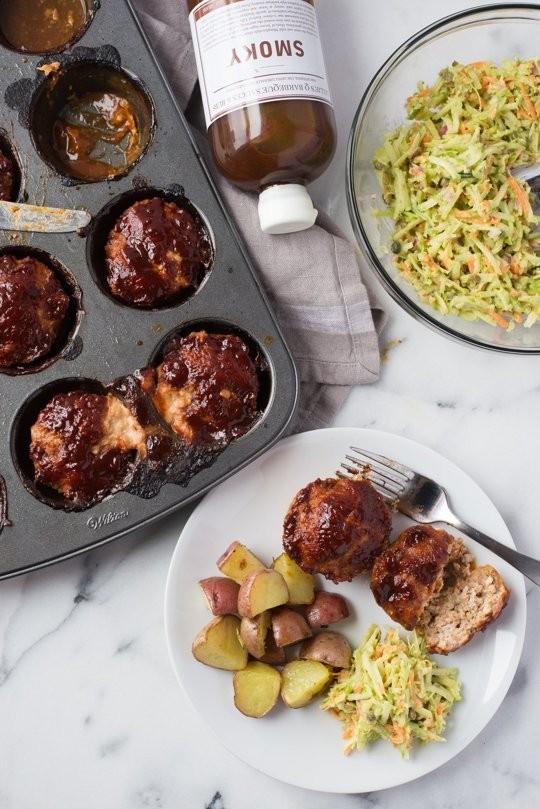 Turkey meatloaf muffins and broccoli stem slaw