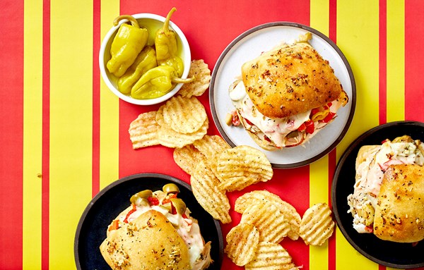 Turkey muffuletta pan-wiches