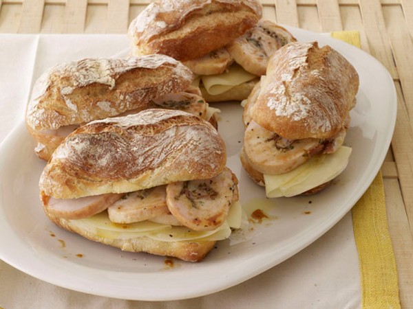 Turkey-pancetta roulade sandwiches