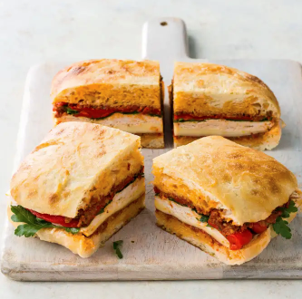 Turkey picnic sandwich with sun-dried tomato spread