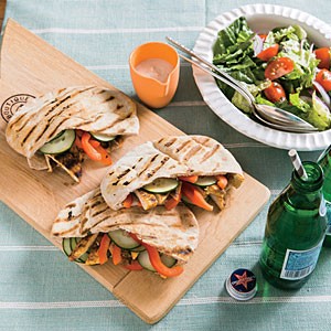 Turkey pitas with tahini-yogurt sauce