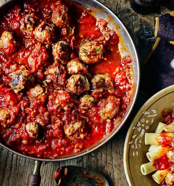 Turkey polpette with rigatoni